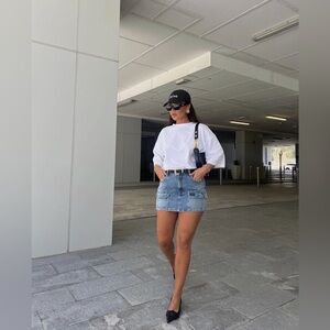 Zara Denim Cargo Skirt TRF Size 28